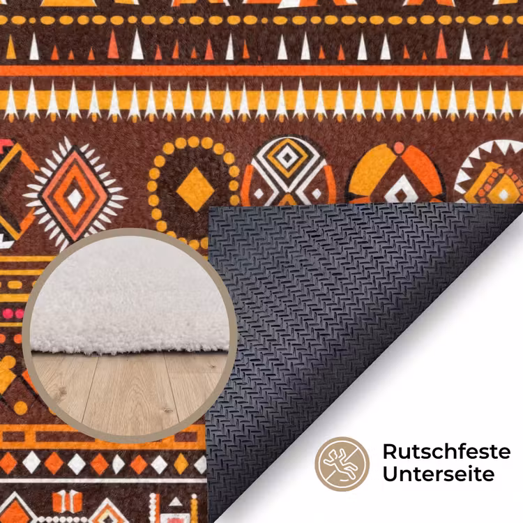 Teppich - Orange – Ethnisch – Tribal – Geometrisch – Muster — 4