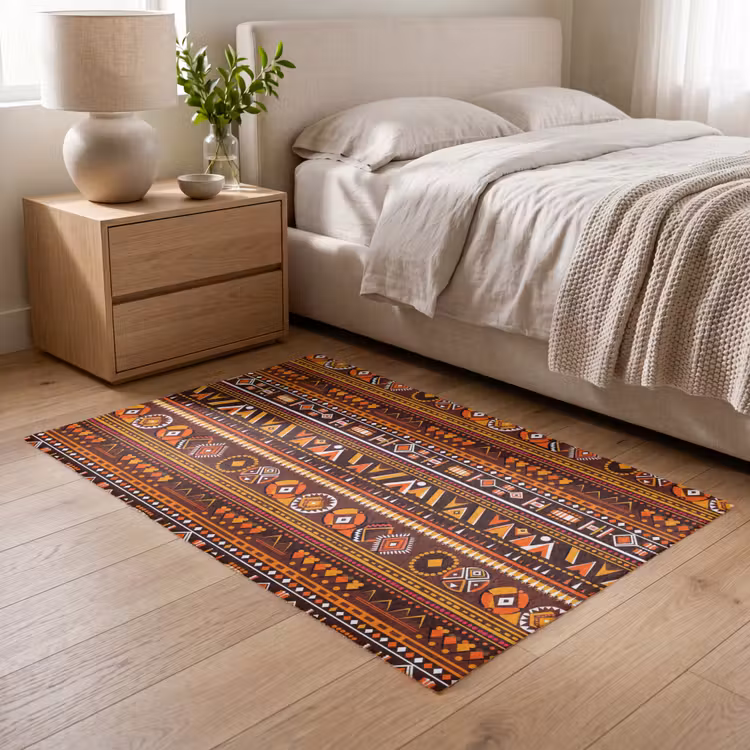 Teppich - Orange – Ethnisch – Tribal – Geometrisch – Muster — 5