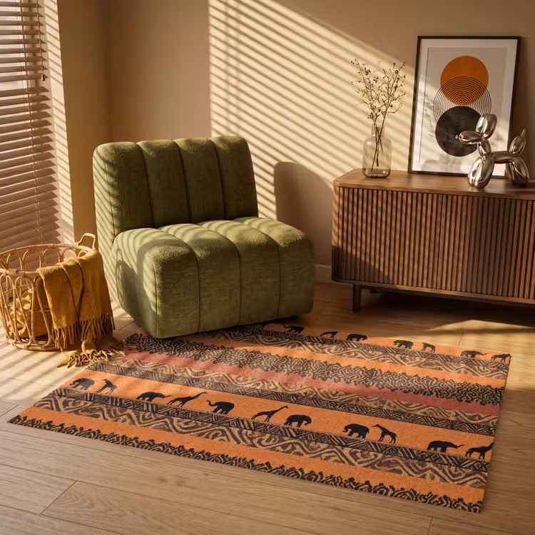 Teppich - Orange – Safari – Afrikaans – Tiere – Muster — 2