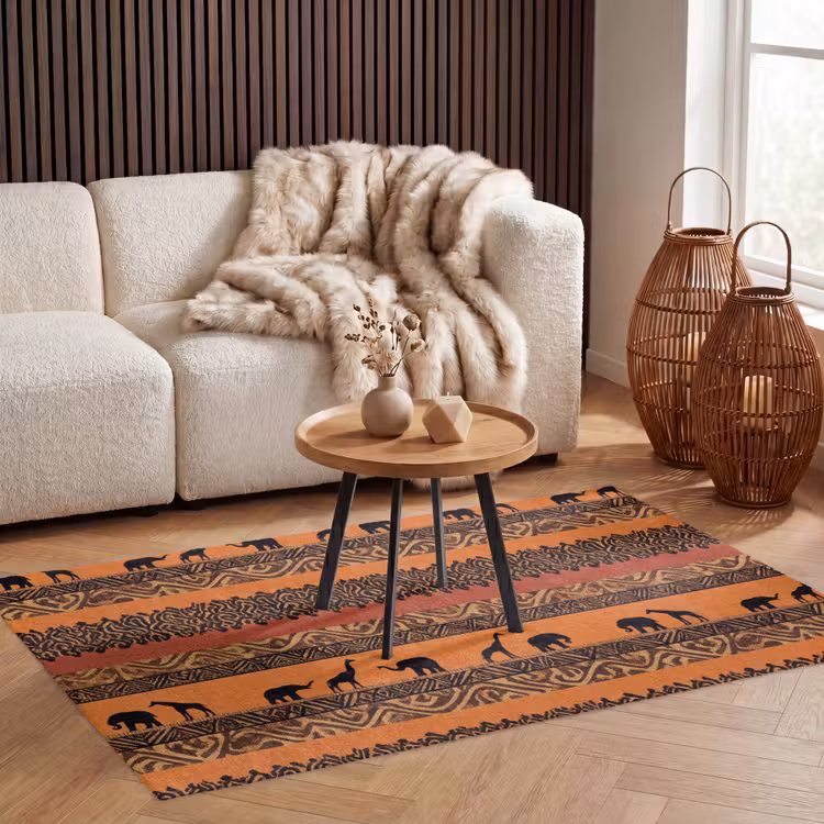 Teppich - Orange – Safari – Afrikaans – Tiere – Muster — 3