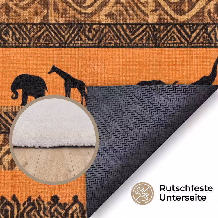 Teppich - Orange – Safari – Afrikaans – Tiere – Muster — 4