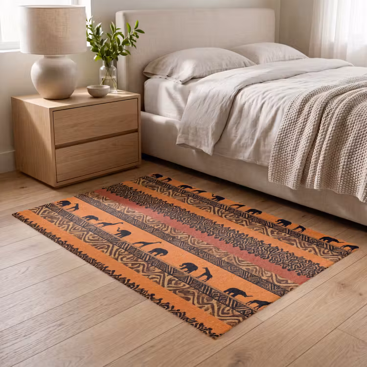 Teppich - Orange – Safari – Afrikaans – Tiere – Muster — 5