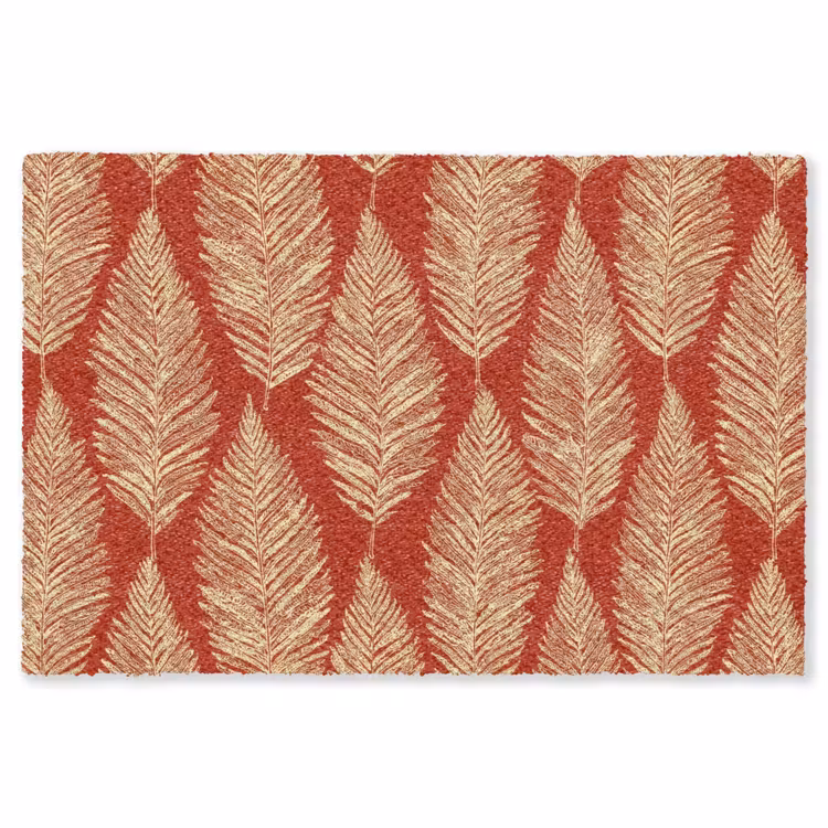 Teppich - Rot – Botanisch – Farn – Muster — 1