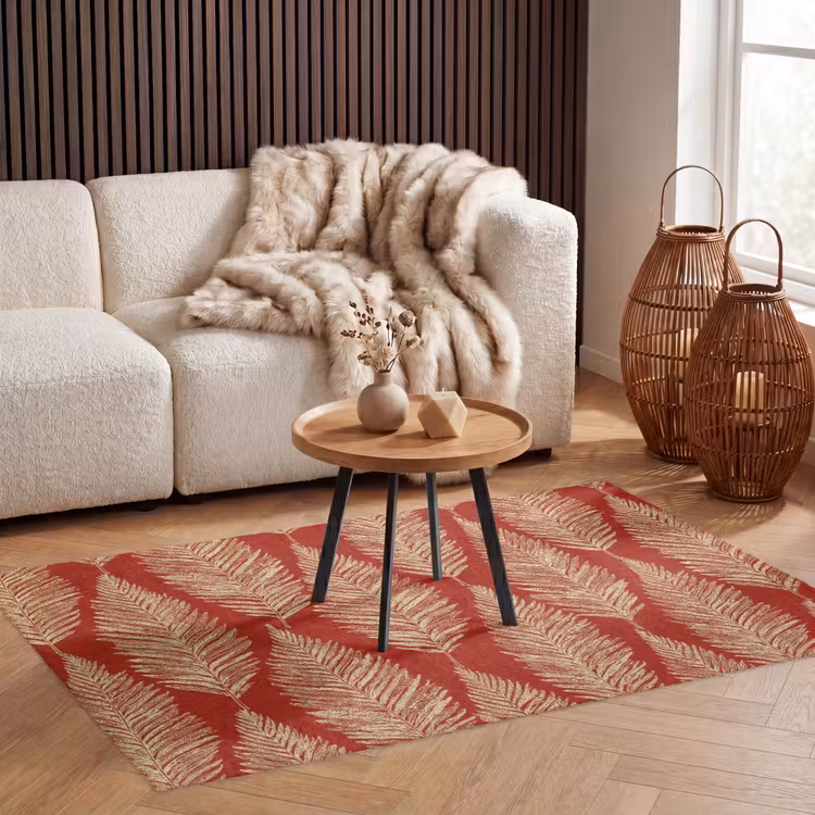 Teppich - Rot – Botanisch – Farn – Muster — 3