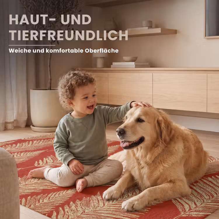 Teppich - Rot – Botanisch – Farn – Muster — 6