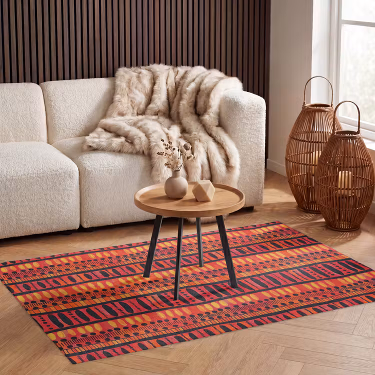 Teppich - Rot – Orange – Ethnisch – Ausdrucksstark – Muster — 3