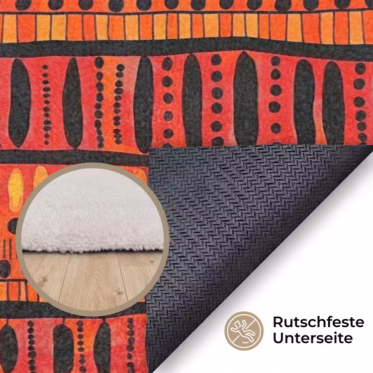 Teppich - Rot – Orange – Ethnisch – Ausdrucksstark – Muster — 4