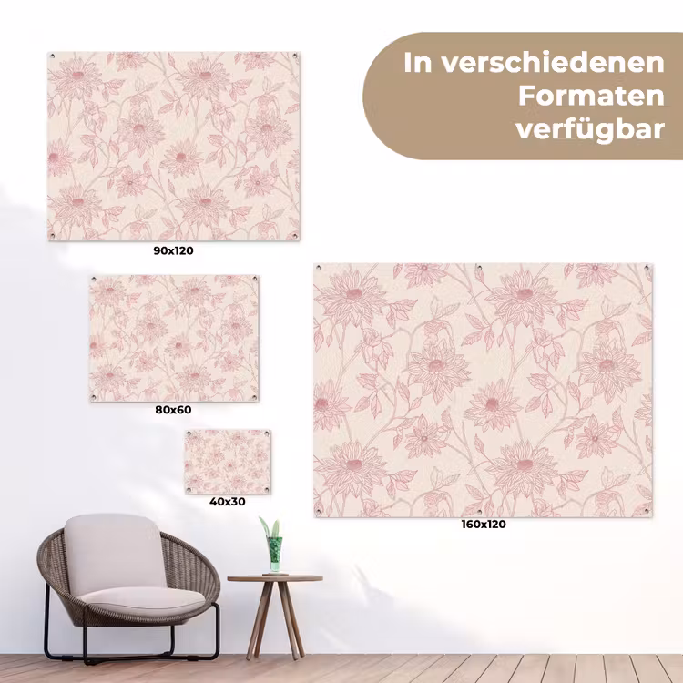 Gartenposter - Altrosa – Dahlien – Strichzeichnung – Schnittmuster — 6