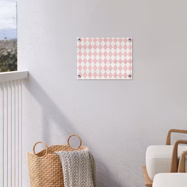 Gartenposter - Hellrosa – Karos – Geometrisch – Muster — 5