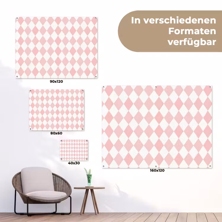 Gartenposter - Hellrosa – Karos – Geometrisch – Muster — 6