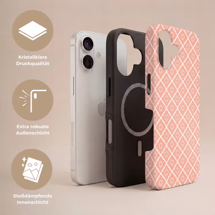 Handyhülle Toughcase - Lachsrosa – Geometrisch – Elegant – Muster — 3