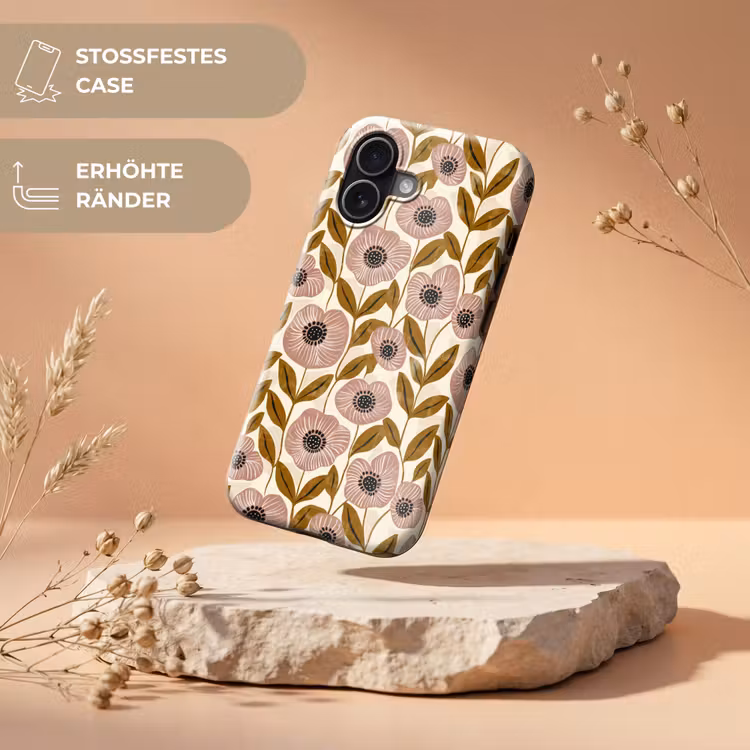 Handyhülle Toughcase - Staubrosa – Blumen – Grafisch – Muster — 5