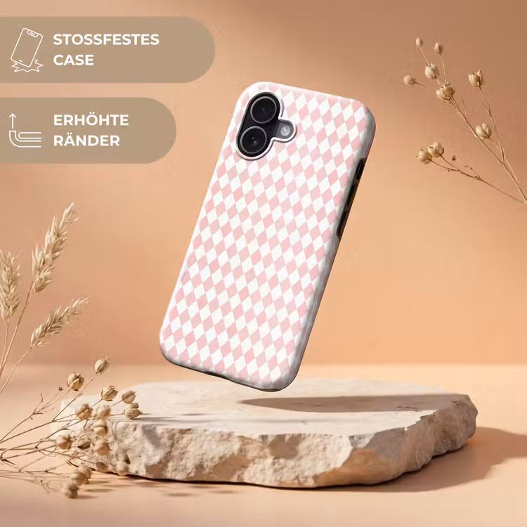 Handyhülle Toughcase - Hellrosa – Karos – Geometrisch – Muster — 5