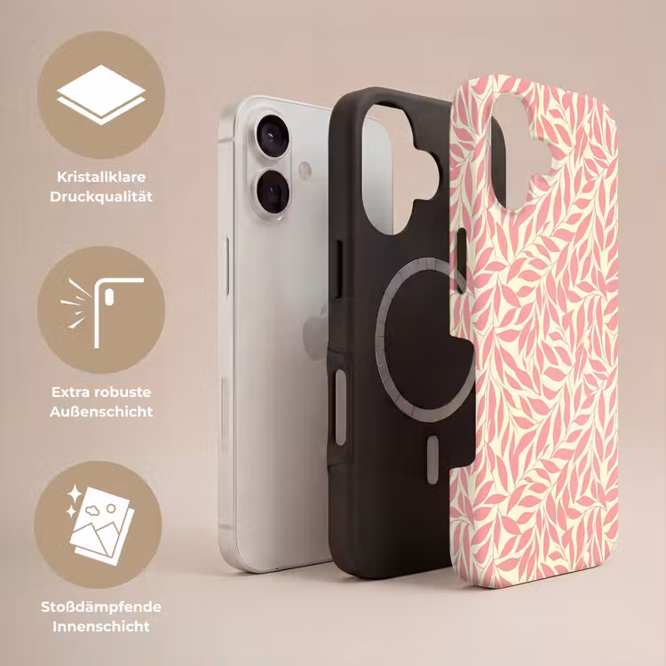 Handyhülle Toughcase - Rosa – Blätter – Dynamisch – Muster — 3