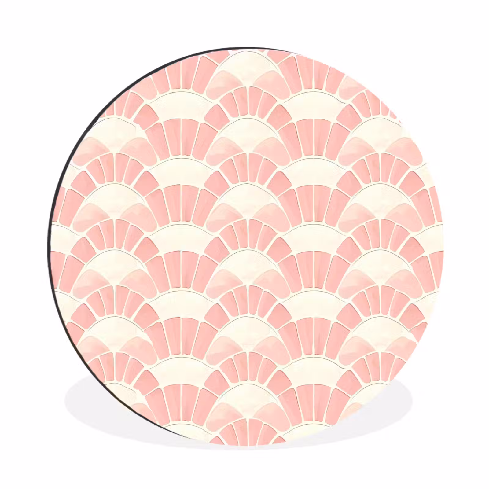 Alu-Dibond-Bild Rund - Rosa – Fächer – Mosaik – Muster — 1