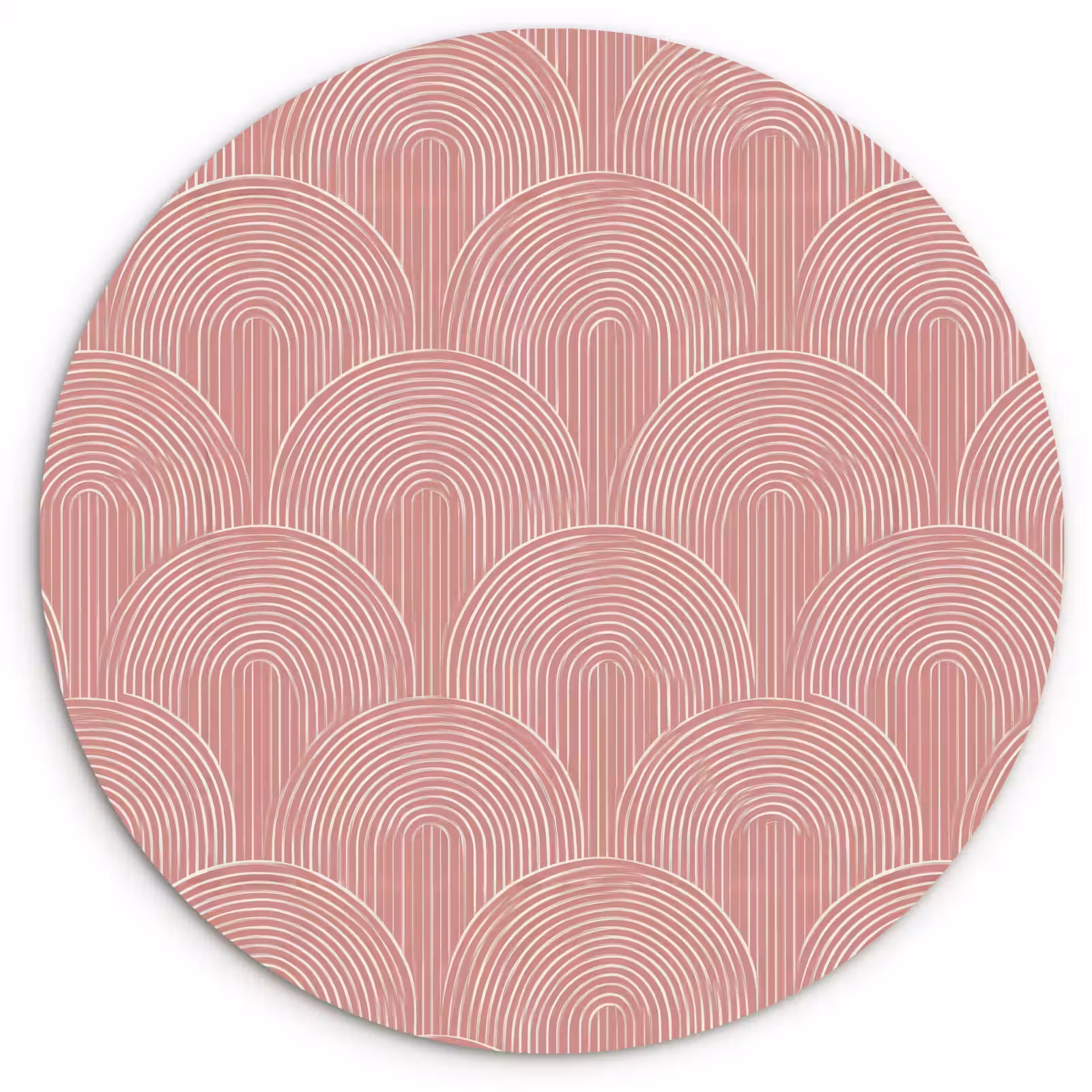 Glasbild Rund - Altrosa – Bögen – Deko – Linien — 1