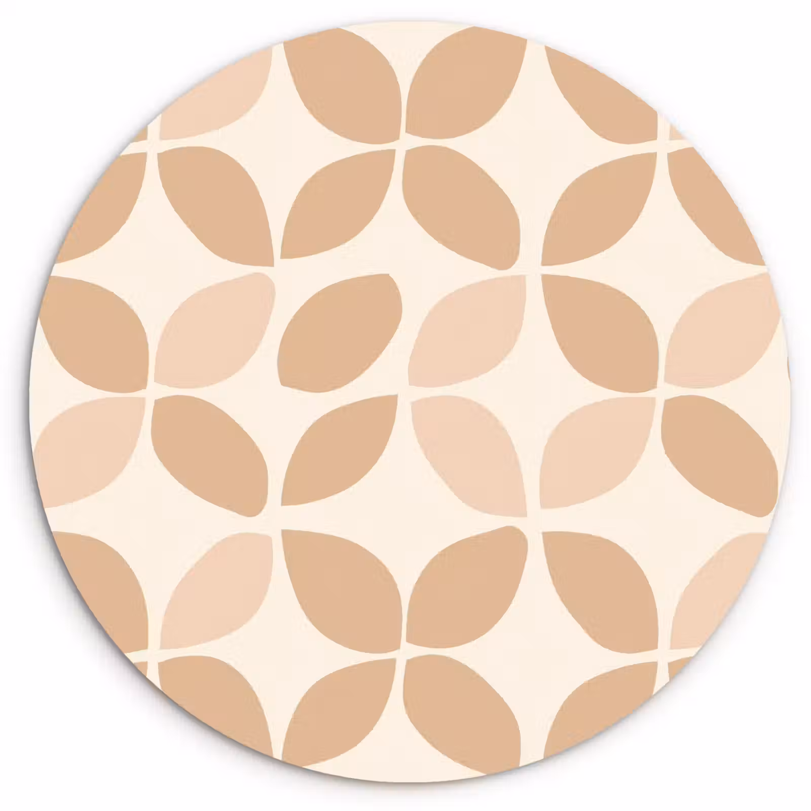 Glasbild Rund - Beige – Blätter – Minimalistisch – Muster — 1