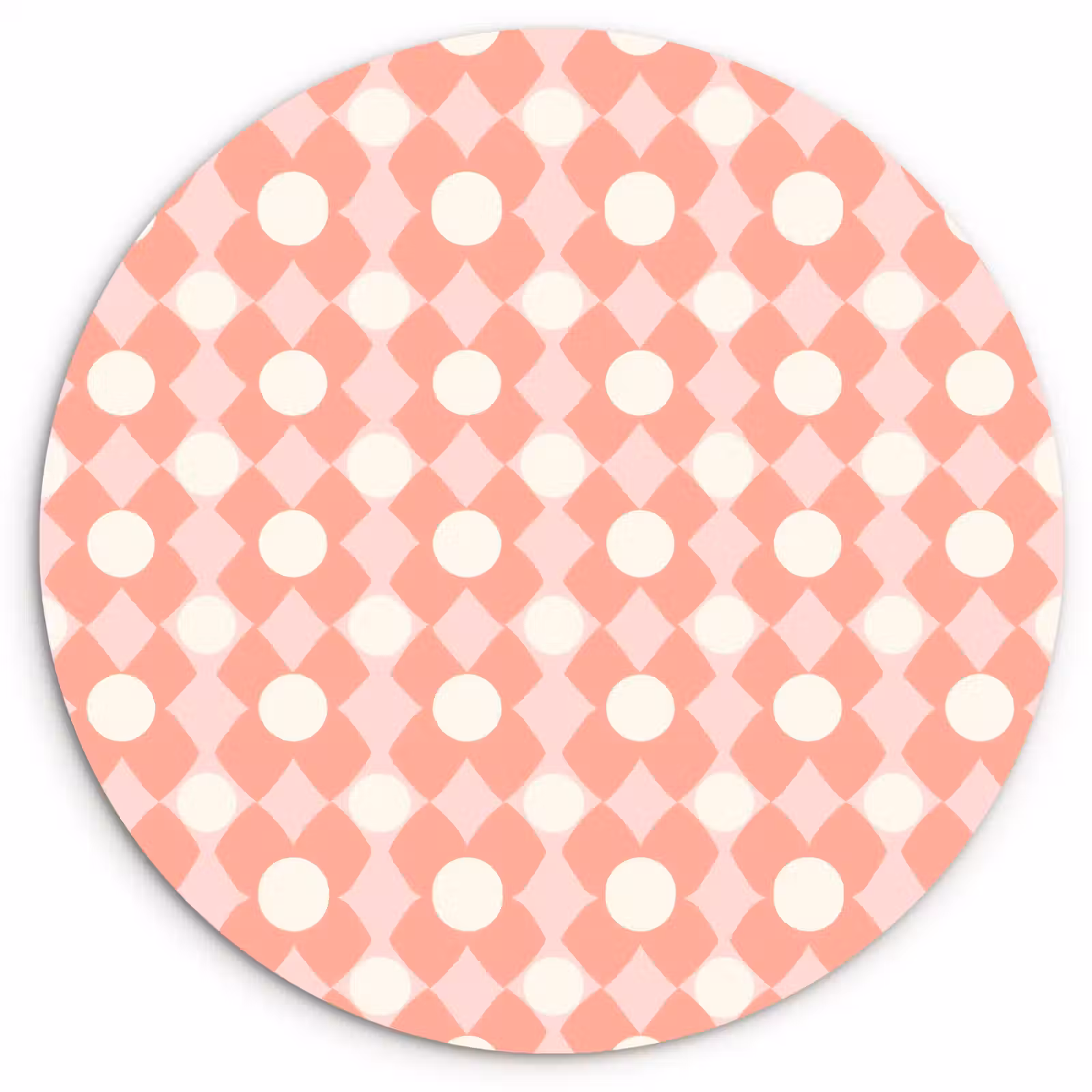 Glasbild Rund - Koralle – Retro – Geometrisch – Muster — 1