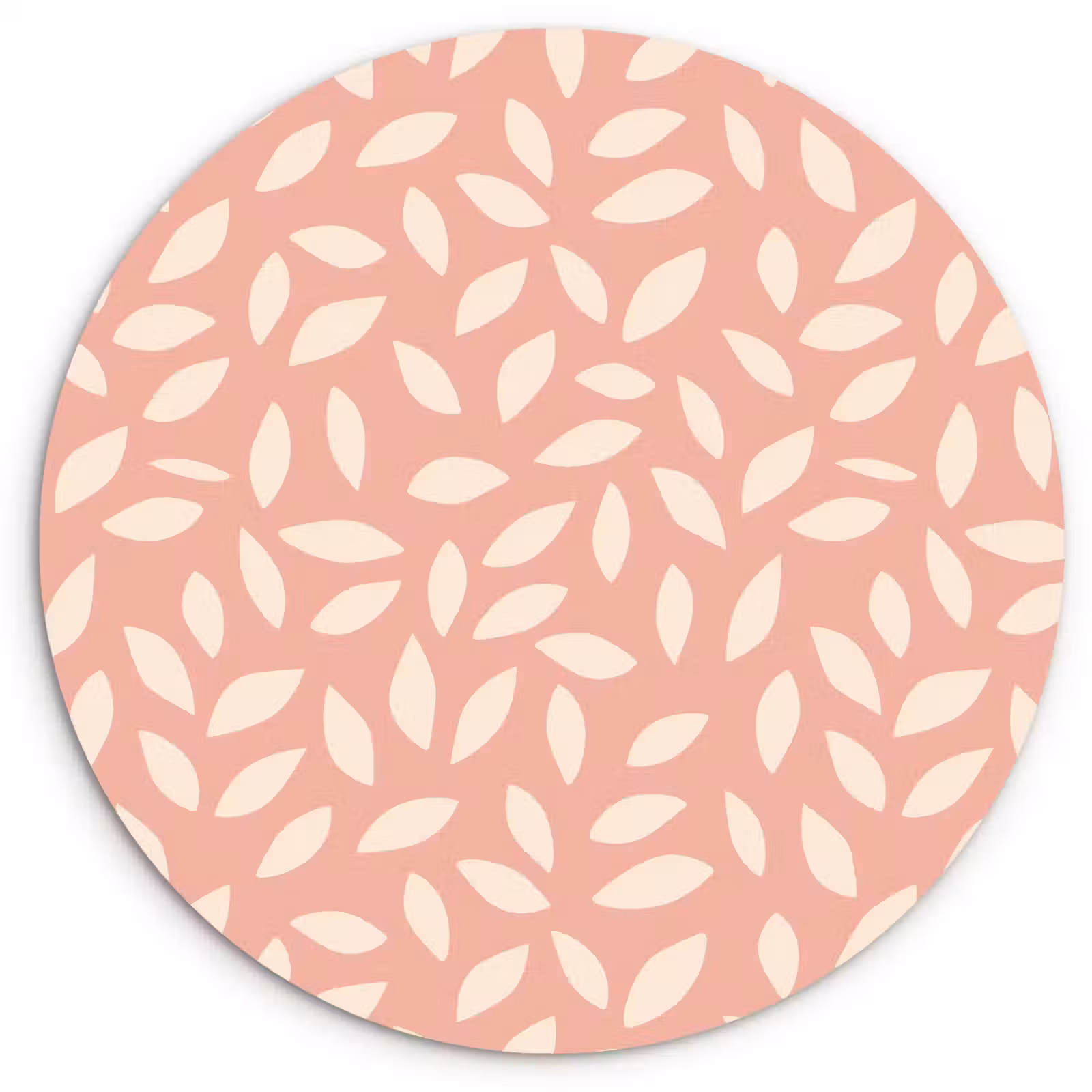 Glasbild Rund - Rosa – Blätter – Verspielt – Muster — 1