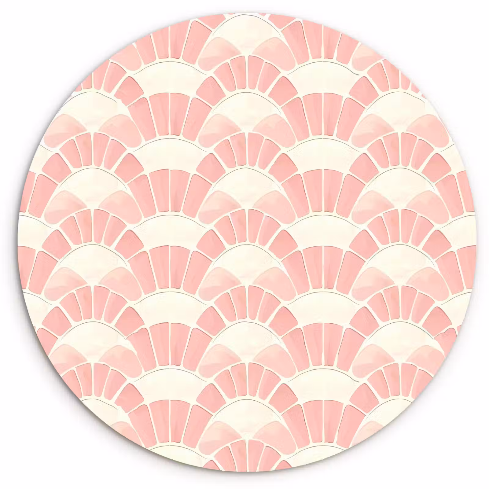 Glasbild Rund - Rosa – Fächer – Mosaik – Muster — 1