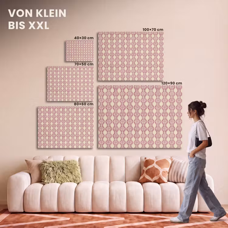Akustikbild - Lila-Rosa – Blumen – Retro – Muster — 7