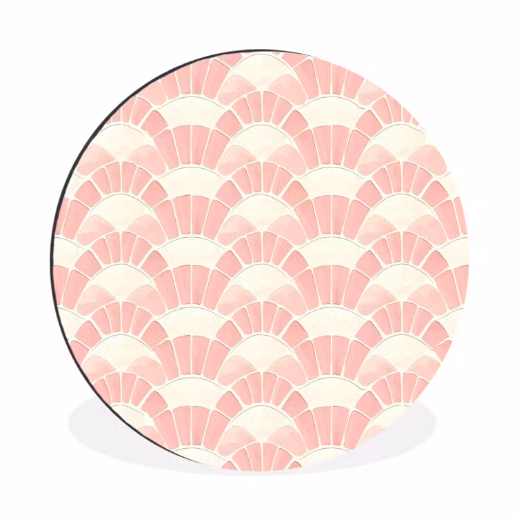Alu-Dibond-Bild Rund - Rosa – Fächer – Mosaik – Muster — 1
