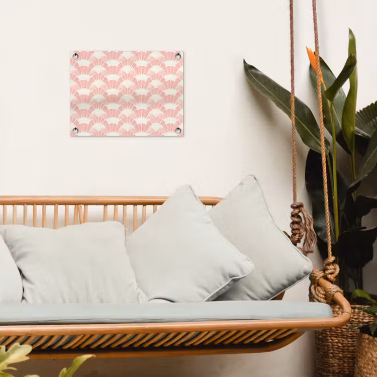 Gartenposter - Rosa – Fächer – Mosaik – Muster — 4