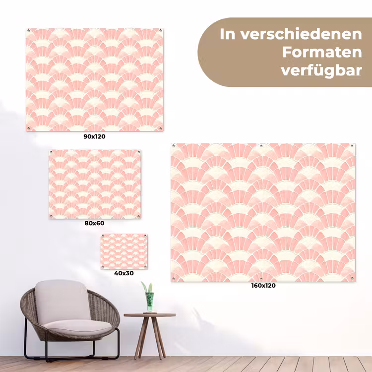 Gartenposter - Rosa – Fächer – Mosaik – Muster — 6