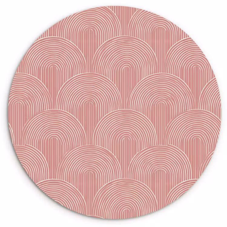 Glasbild Rund - Altrosa – Bögen – Deko – Linien — 1