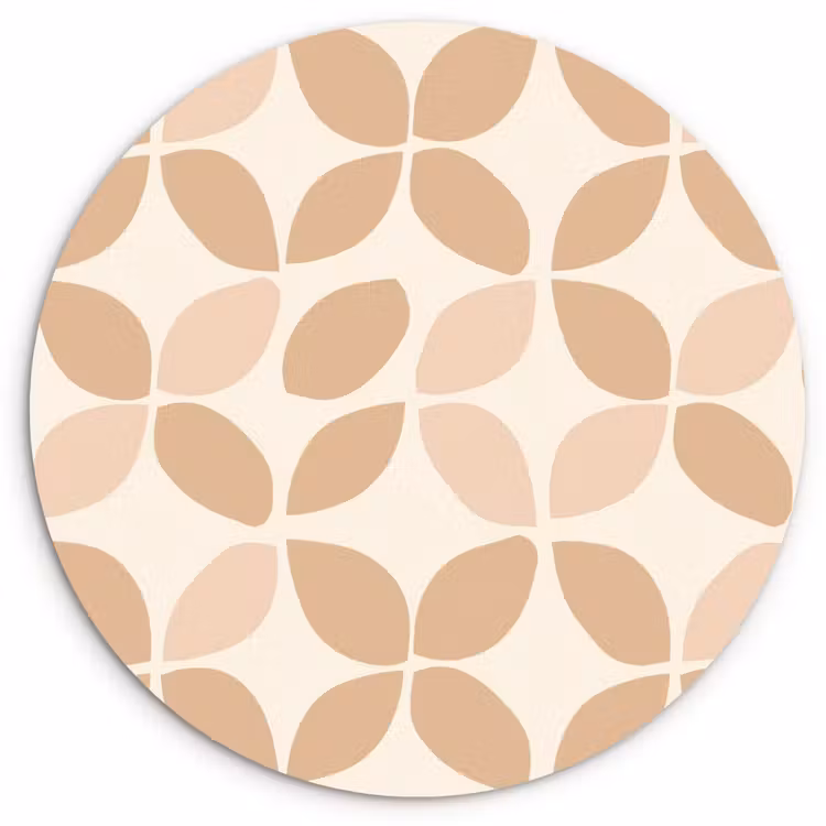 Glasbild Rund - Beige – Blätter – Minimalistisch – Muster — 1