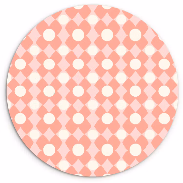 Glasbild Rund - Koralle – Retro – Geometrisch – Muster — 1