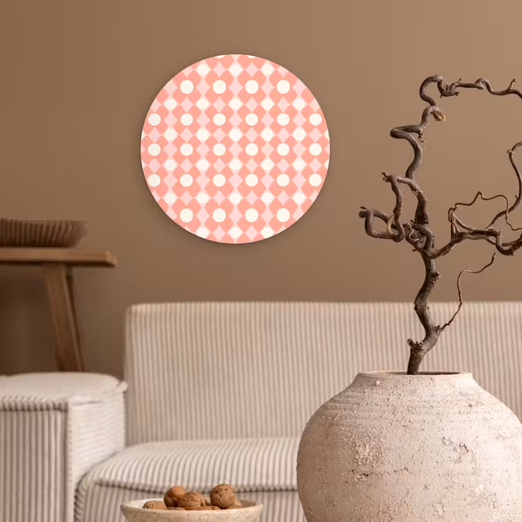 Glasbild Rund - Koralle – Retro – Geometrisch – Muster — 2