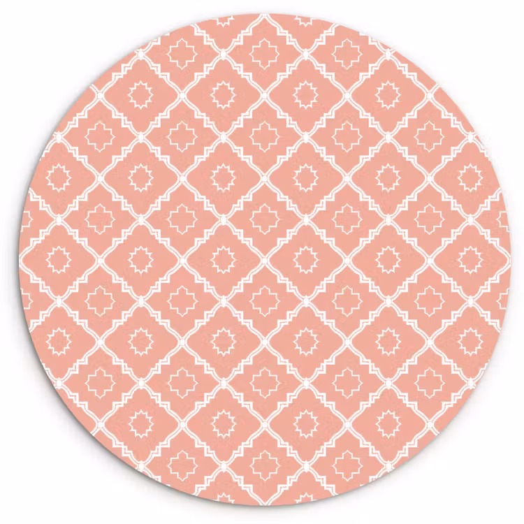 Glasbild Rund - Lachsrosa – Geometrisch – Elegant – Muster — 1