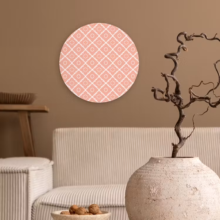 Glasbild Rund - Lachsrosa – Geometrisch – Elegant – Muster — 2