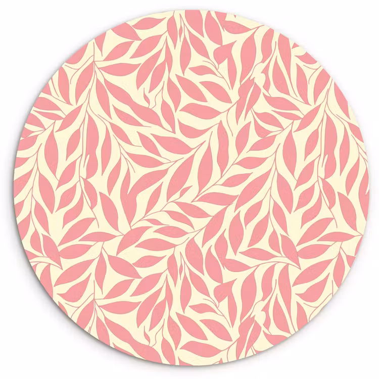 Glasbild Rund - Rosa – Blätter – Dynamisch – Muster — 1
