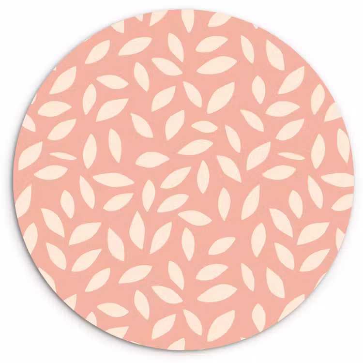 Glasbild Rund - Rosa – Blätter – Verspielt – Muster — 1