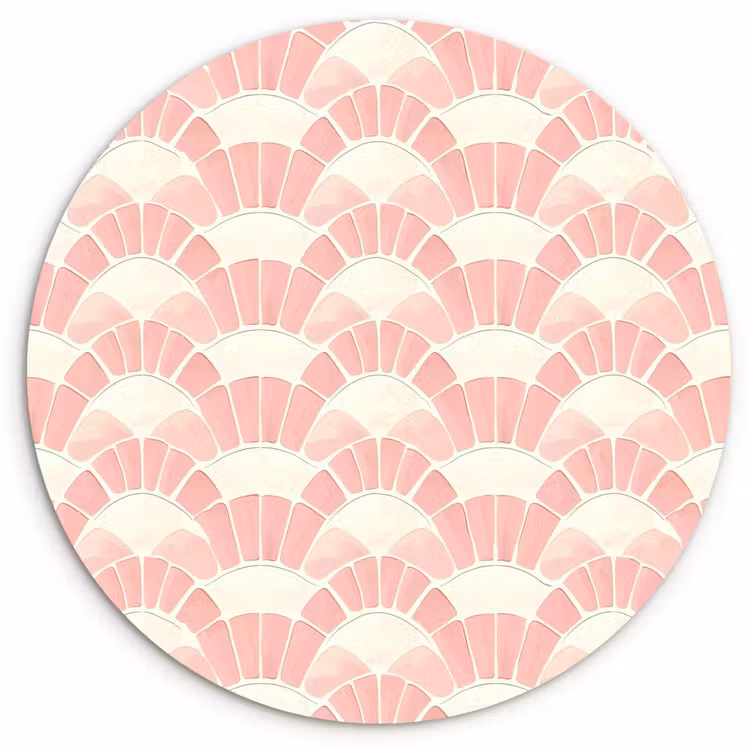 Glasbild Rund - Rosa – Fächer – Mosaik – Muster — 1