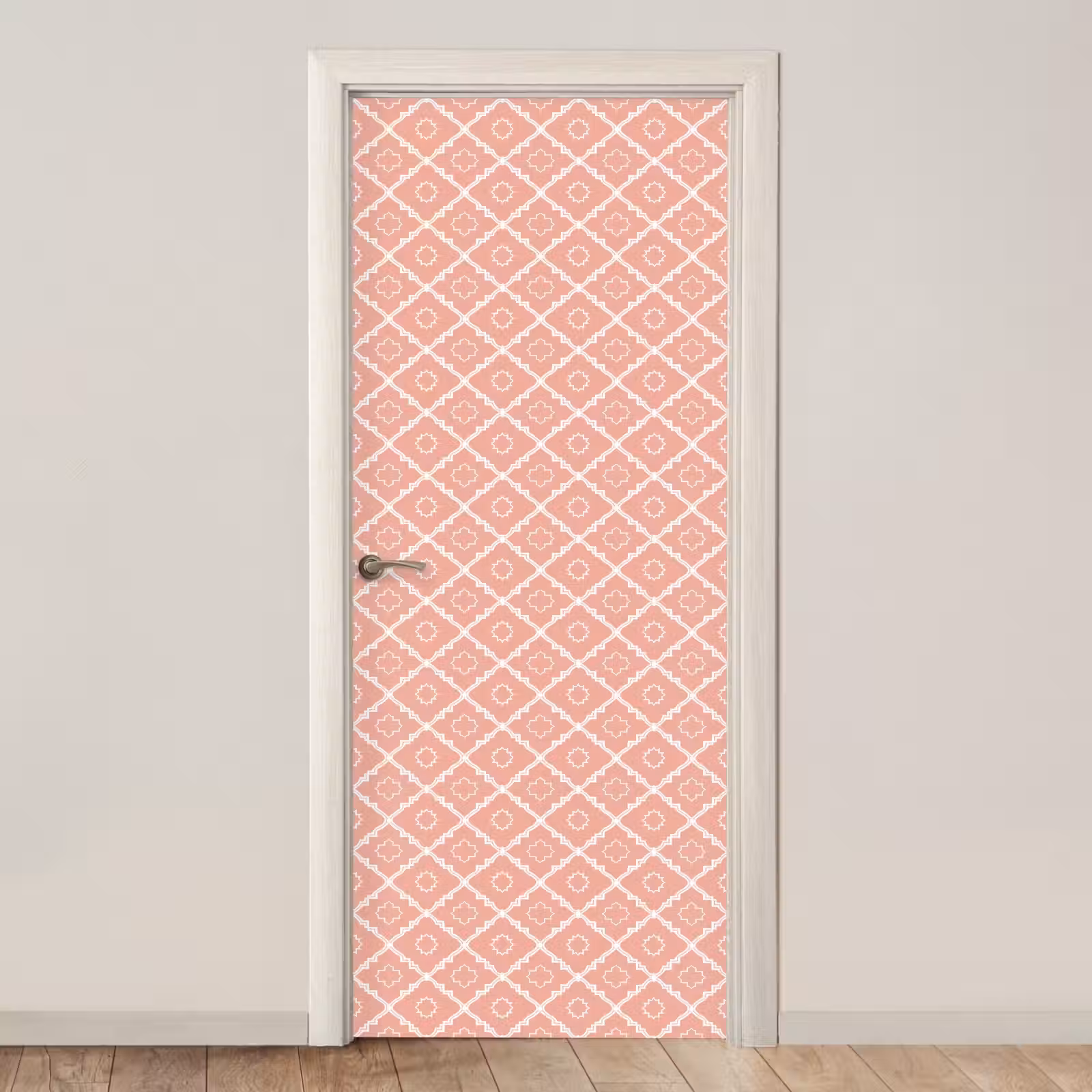 Türtapete - Lachsrosa – Geometrisch – Elegant – Muster — 1