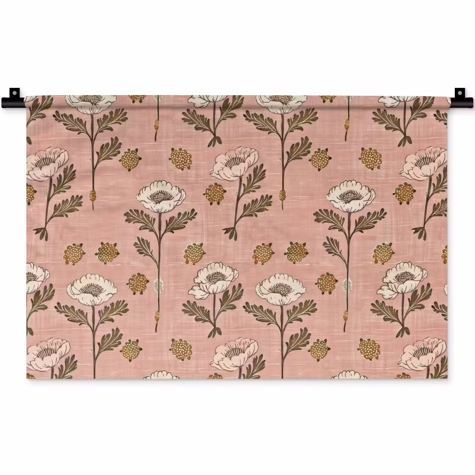 Wandteppich - Rosa – Blumen – Vintage – Textur — 1