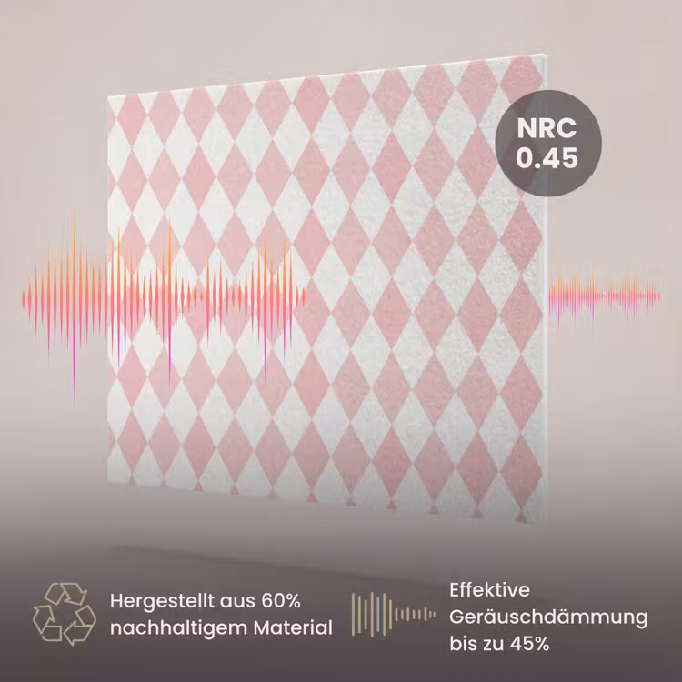 Akustikbild - Hellrosa – Karos – Geometrisch – Muster — 3
