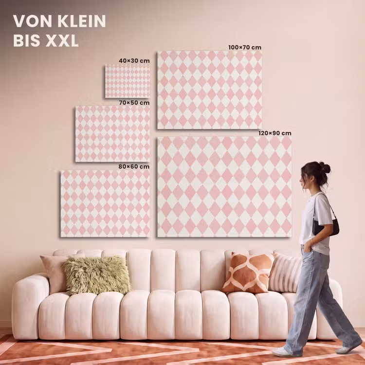 Akustikbild - Hellrosa – Karos – Geometrisch – Muster — 7