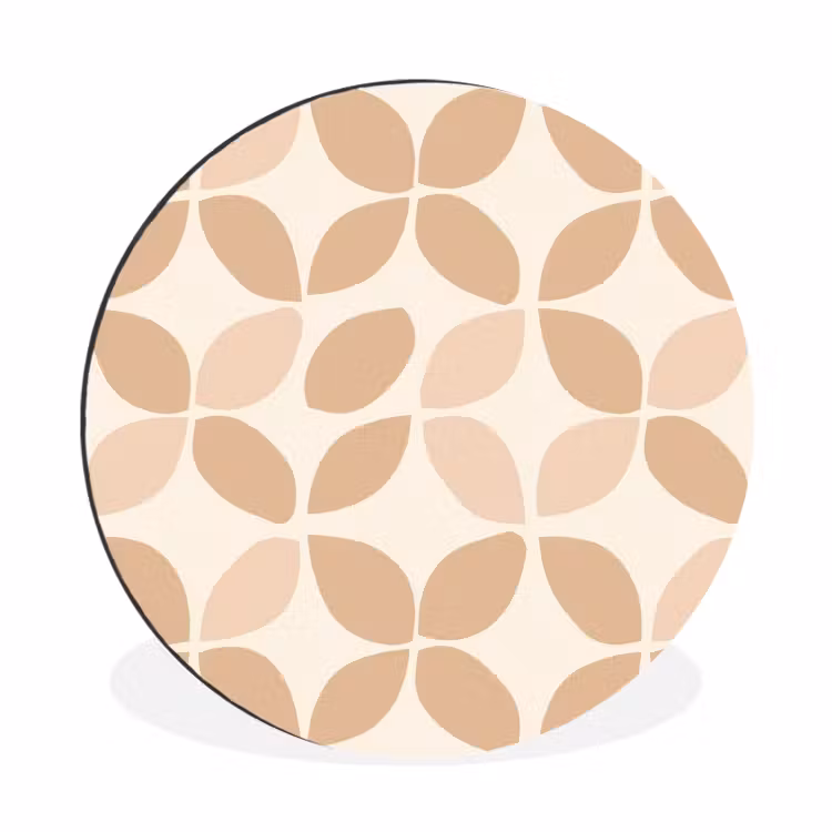 Alu-Dibond-Bild Rund - Beige – Blätter – Minimalistisch – Muster — 1
