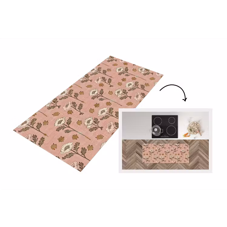 Küchenläufer - Rosa – Blumen – Vintage – Textur — 1