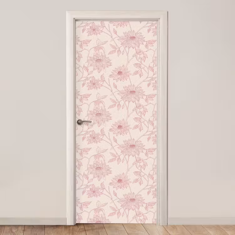 Türtapete - Altrosa – Dahlien – Strichzeichnung – Schnittmuster — 1