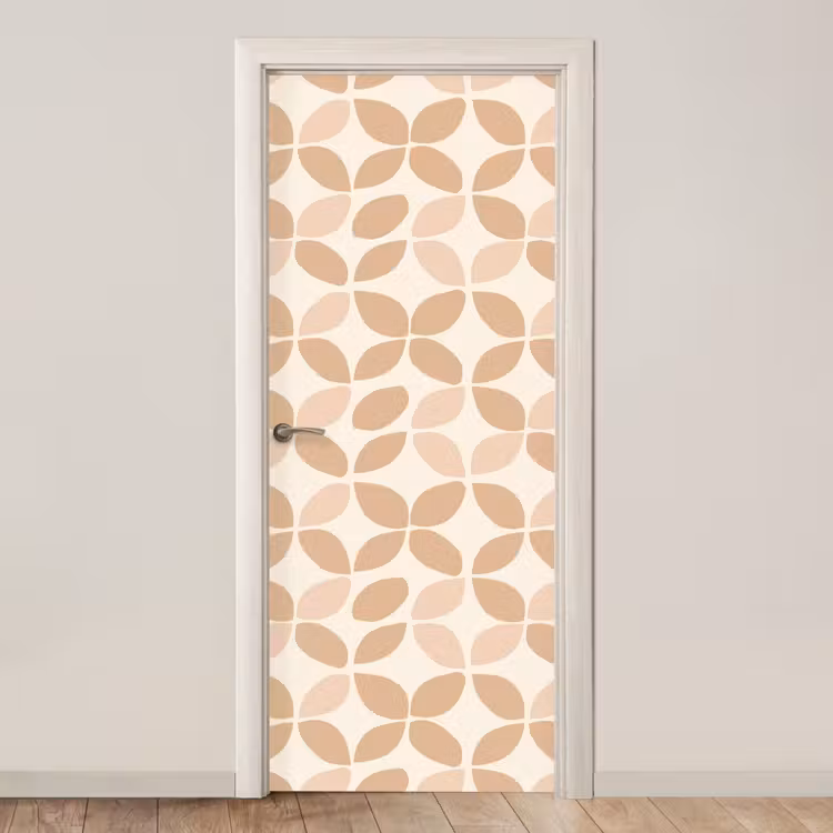 Türtapete - Beige – Blätter – Minimalistisch – Muster — 1