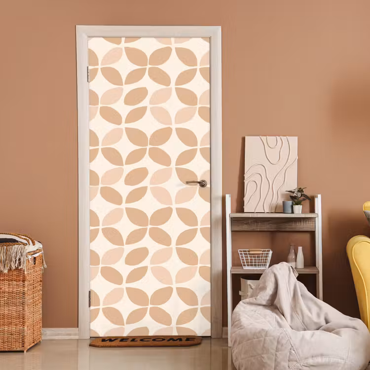 Türtapete - Beige – Blätter – Minimalistisch – Muster — 2