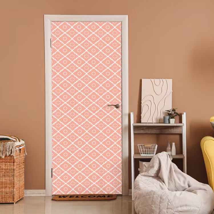 Türtapete - Lachsrosa – Geometrisch – Elegant – Muster — 2
