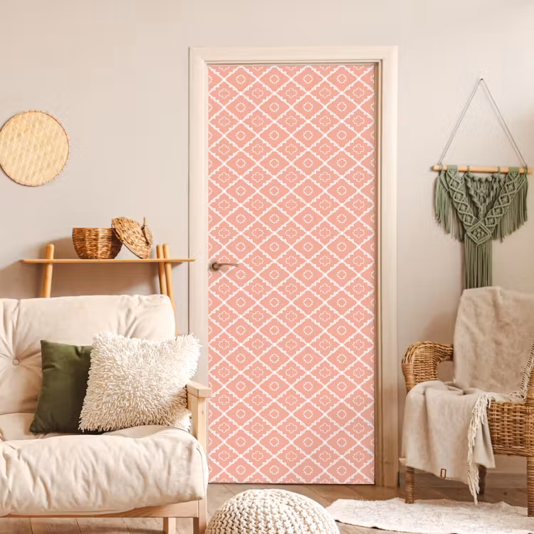 Türtapete - Lachsrosa – Geometrisch – Elegant – Muster — 3
