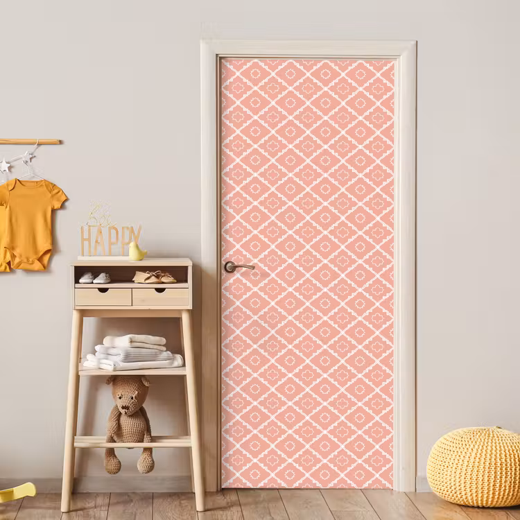 Türtapete - Lachsrosa – Geometrisch – Elegant – Muster — 8