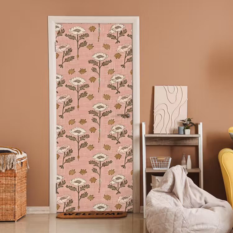 Türtapete - Rosa – Blumen – Vintage – Textur — 2